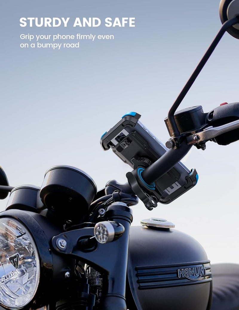 Lamicall Motorcycle Phone Mount, Bike Holder - Upgrade Adjustable Cell Holder, Bicycle Scooter Handlebar Cradle Clip for iPhone 15 Pro Max/Plus, 14, Galaxy S22 and 4.7-6.8" Phone, Blue - Image 4